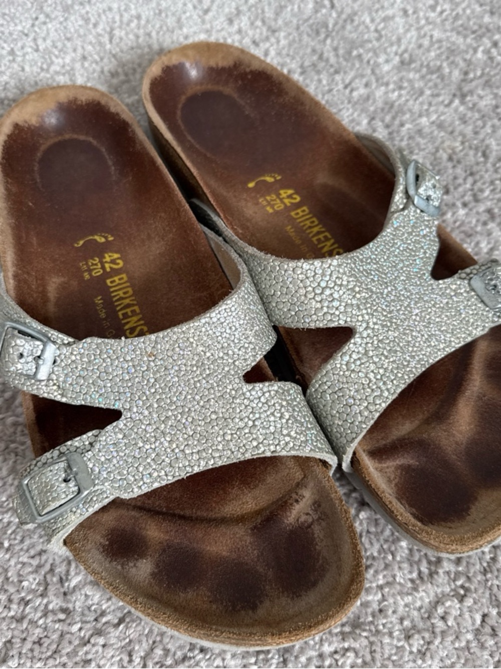 Birkenstock Metallic Iridescent Sandals Size 42 Summer Vacation Resort‎